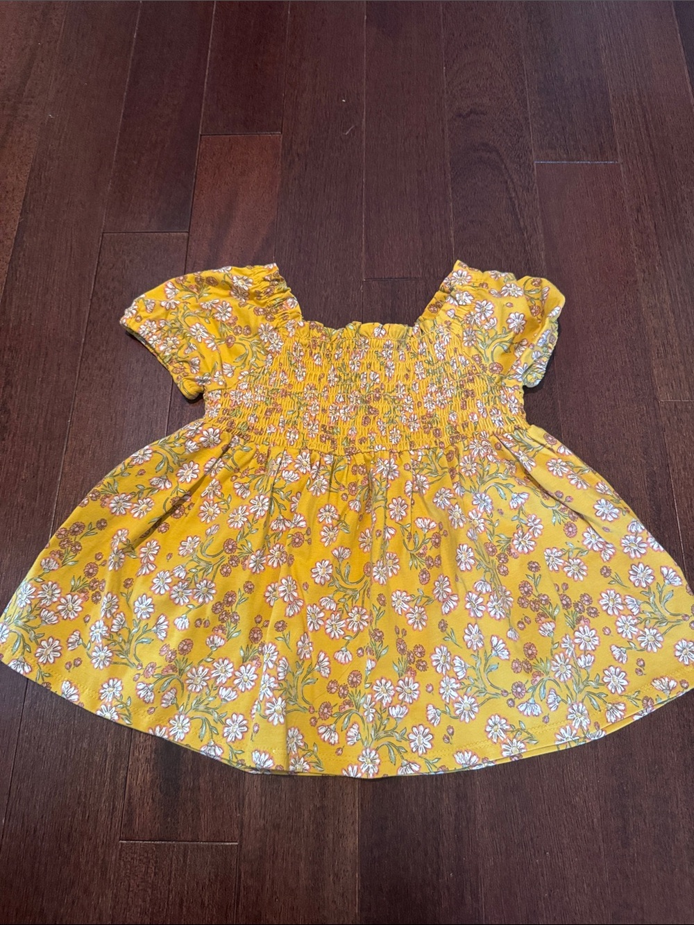 Cynthia Rowley Yellow Floral Smocked Baby Top